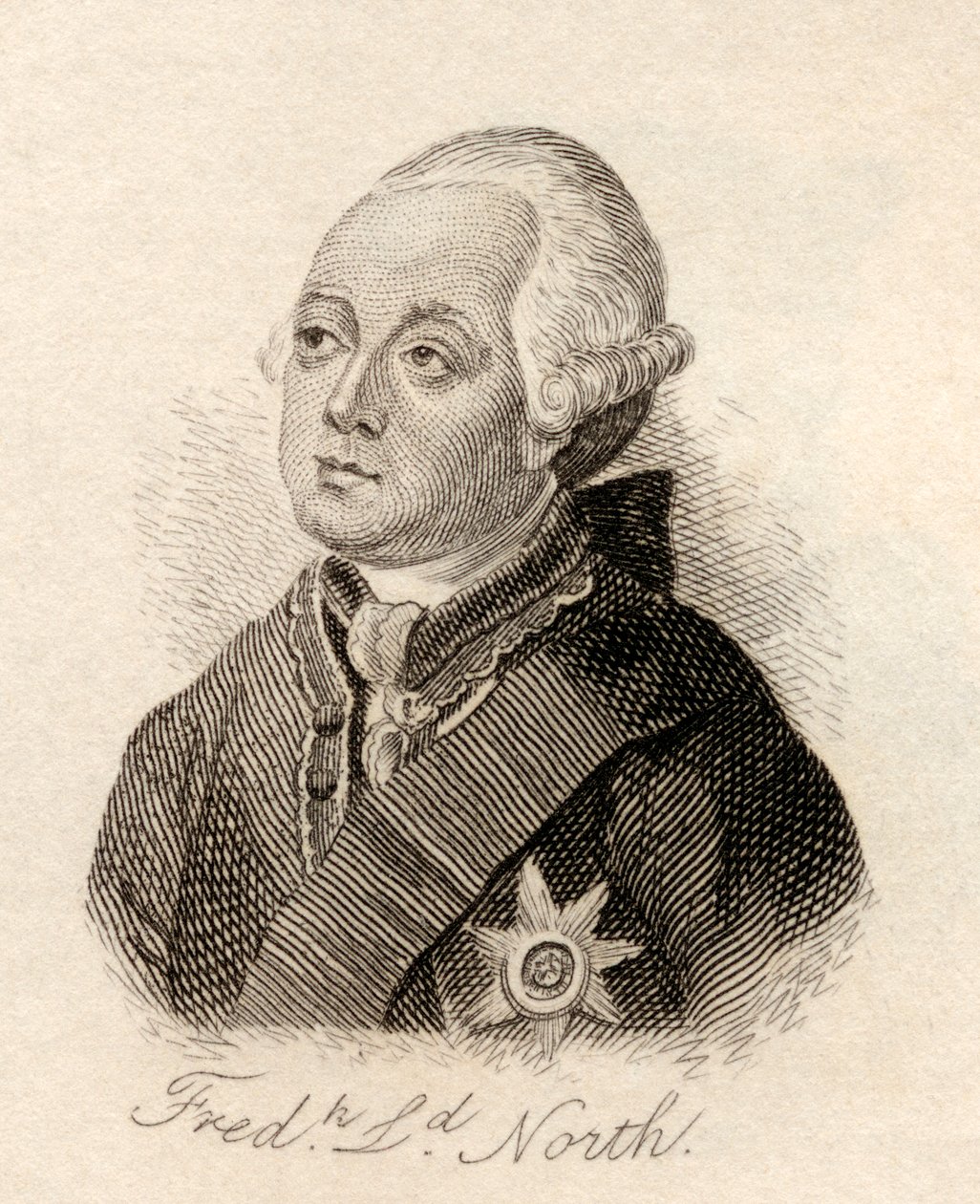 Frederick North, 2º Conde de Guildford, do &39;Crabb&39;s Historical Dictionary&39;, publicado em 1825 de English School
