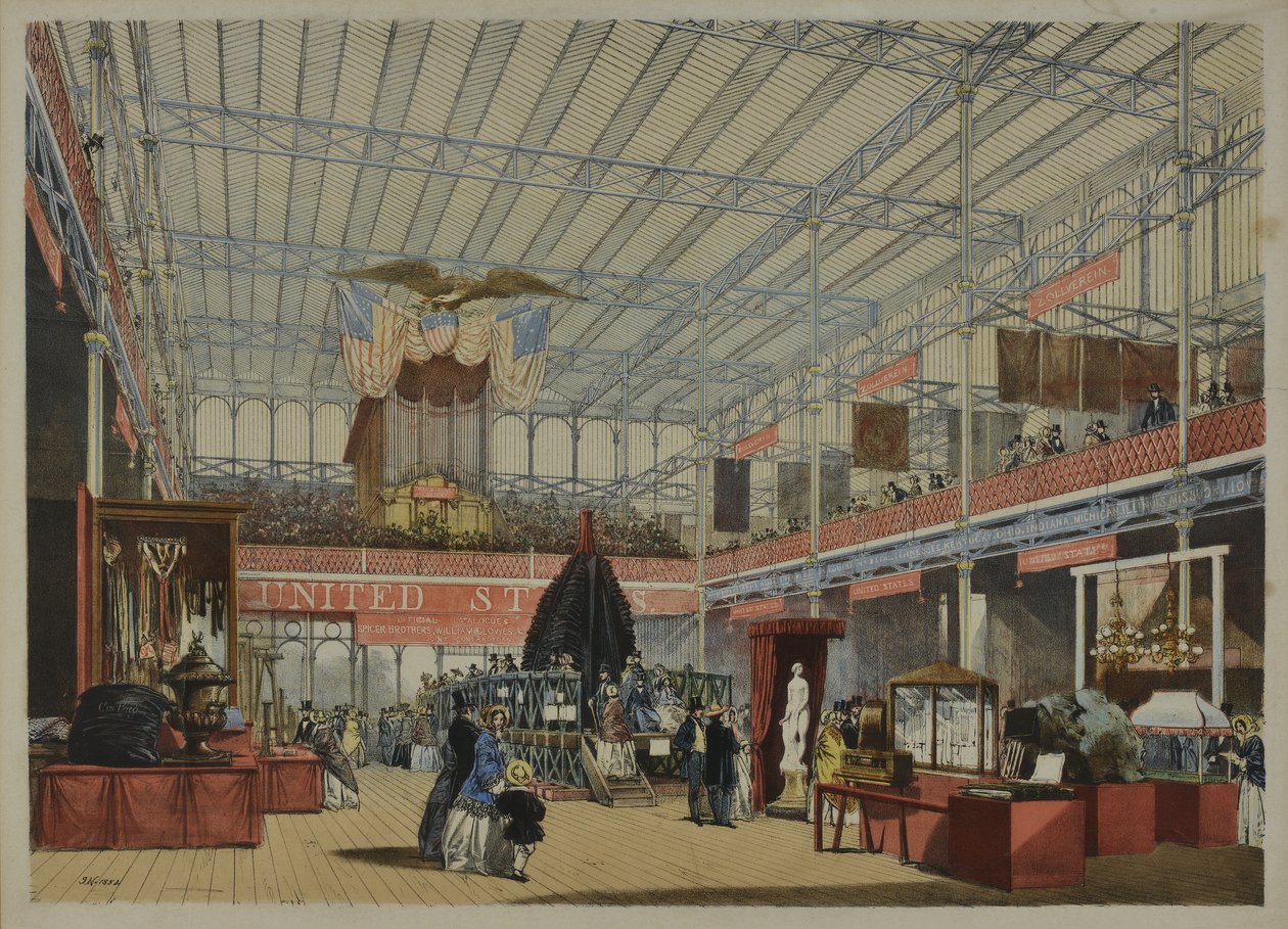 De Imagens abrangentes de "Dickinson" da grande exposição de 1851 ", publicado em 1854 - America, 1854 de English School