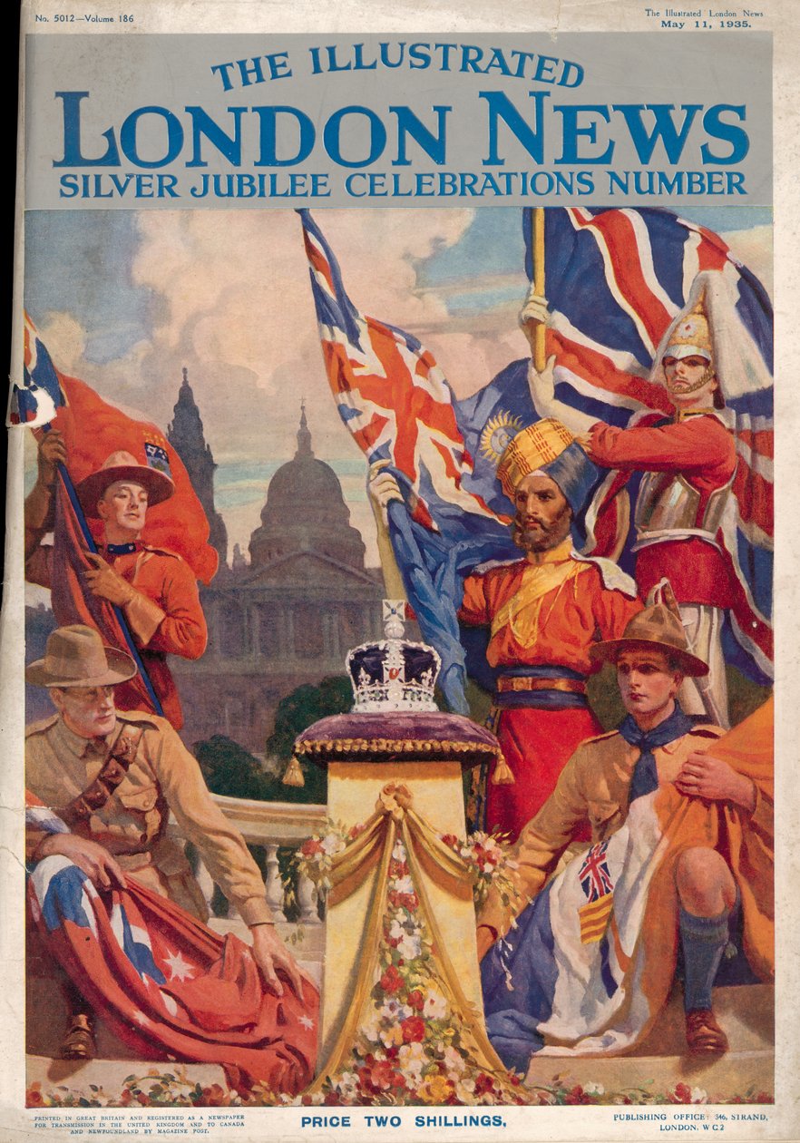 Capa do número ilustrado das celebrações do Jubileu de Prata das Notícias de Londres, 11 de maio de 1935 de English School
