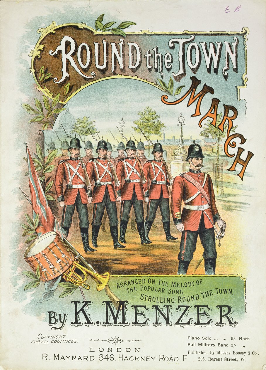 Capa da partitura para Round the Town March, de K. Menzer de English School