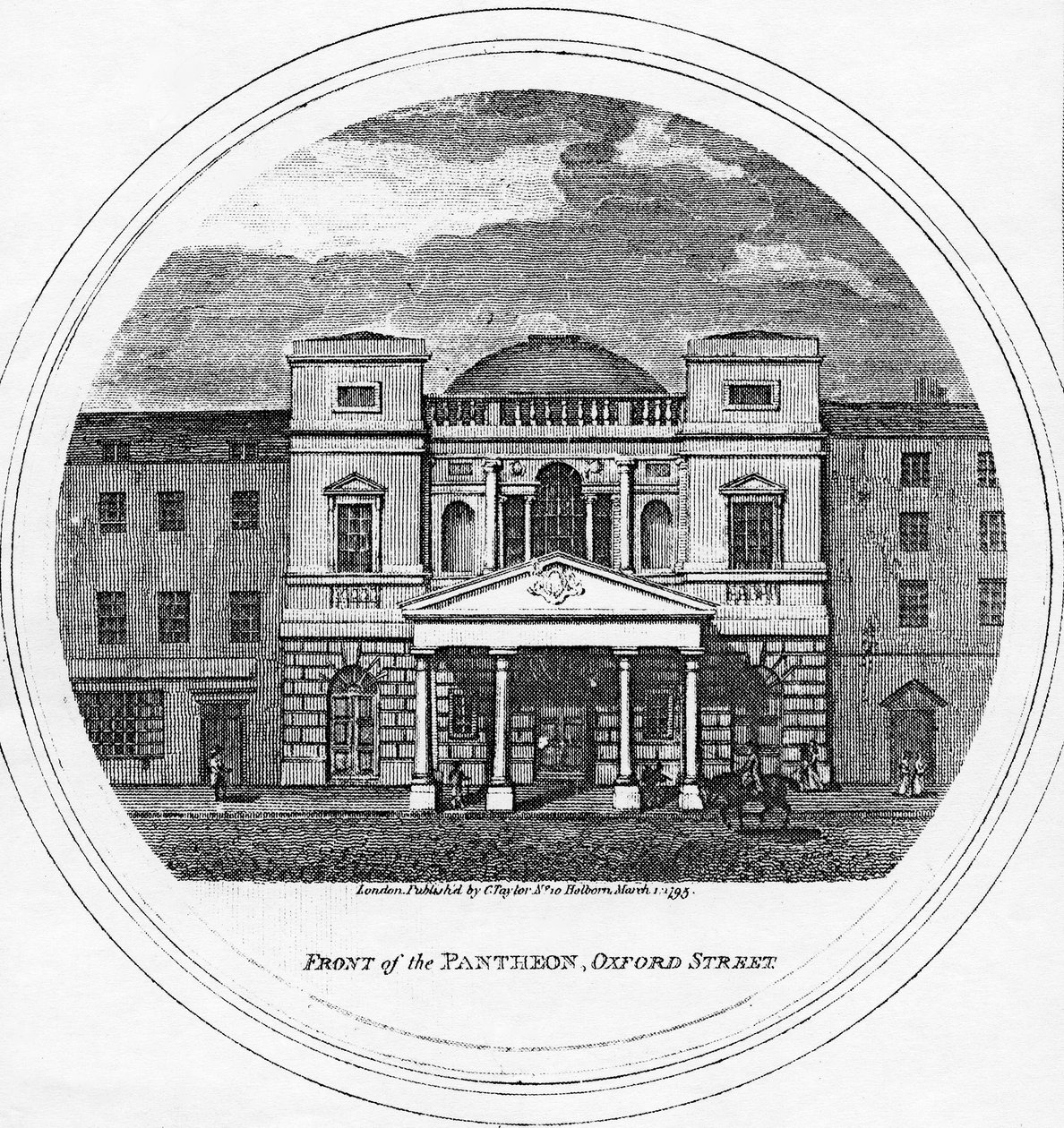 Frente do Panteão, Oxford Street, 1795 de English School