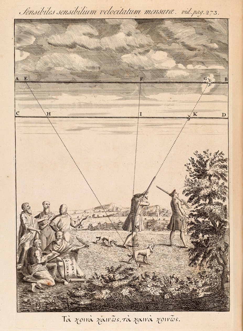 Frontispício de The Method of Fluxons e Infinite Series de Isaac Newton, Londres, 1736 de English School