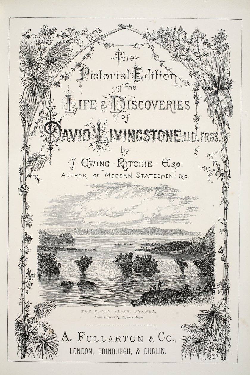 Frontispício da edição pictórica da vida e descobertas de David Livingstone por J. Ewing Richie, pub. por A. Fullarton & Co., 1876 de English School