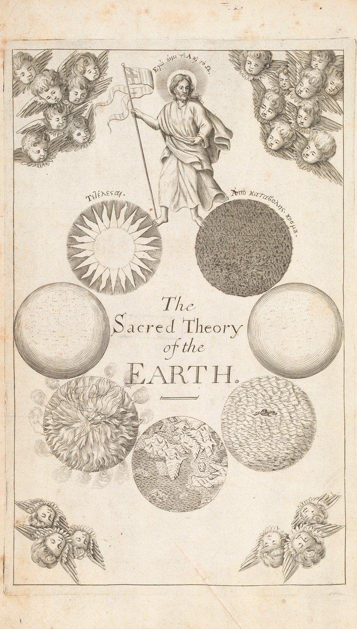 Frontispício da teoria da terra por Thomas Burnet, Londres, 1684 de English School
