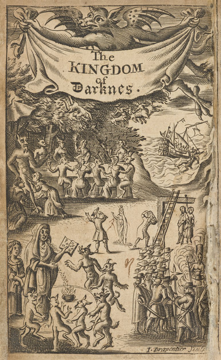 Frontispício de Nathaniel Crouch, O Reino das Trevas (Londres: Impresso para Natanael. Crouch de English School