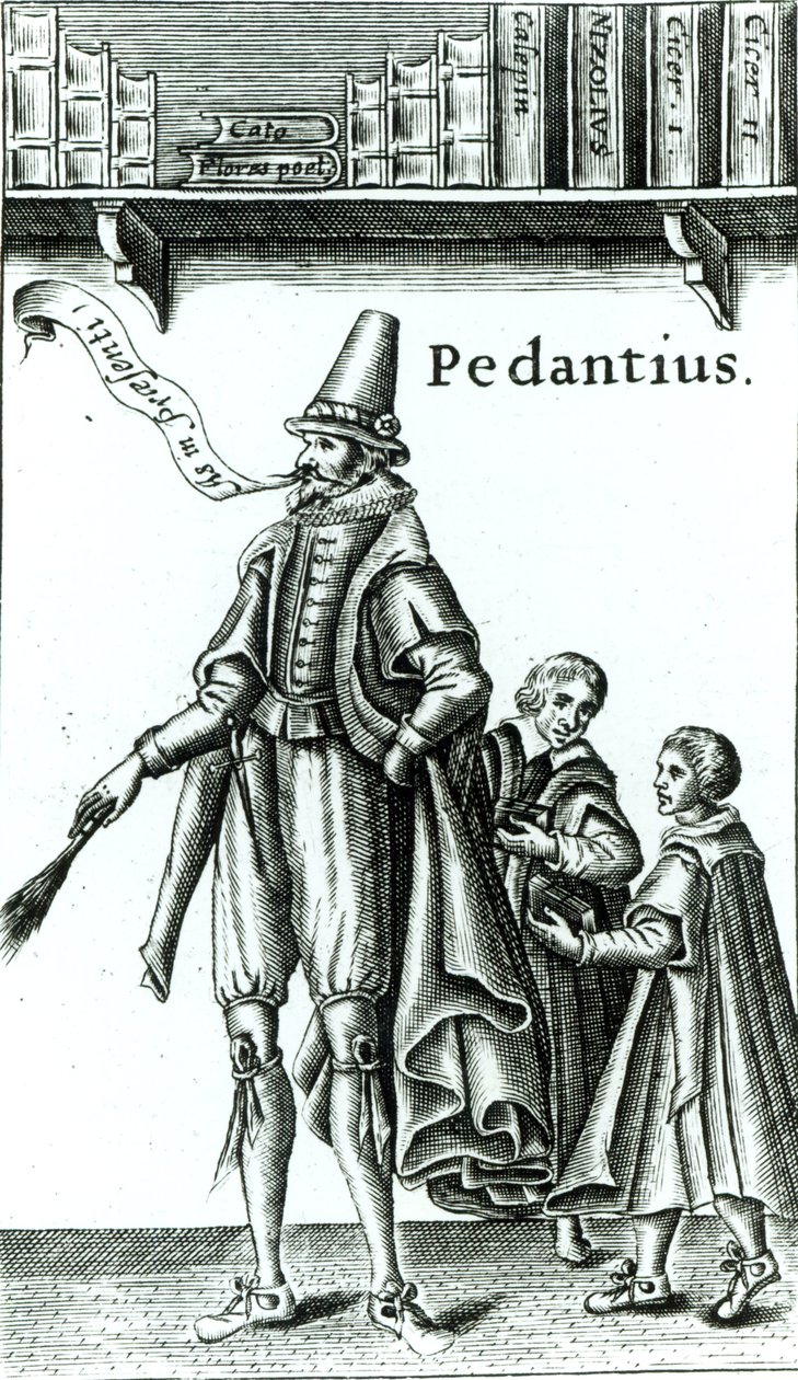 Frontispício de &39;Pedantius&39;, comédia de Edward Forsett produzida em Cambridge em 1581 (xilogravura) de English School