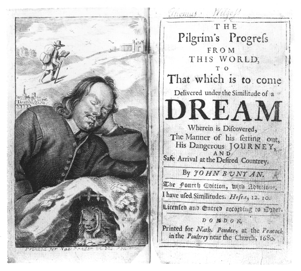 Frontispício do progresso dos peregrinos pelo bar de John Bunyan (1628-88). em 1680 de English School