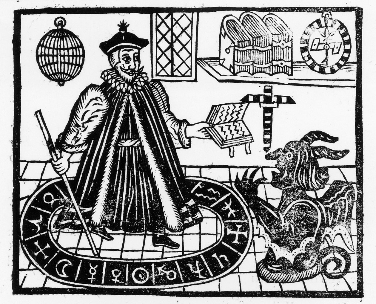 Frontispício da Tragicall História da Vida e Morte do Doutor Fausto, por Christopher Marklin, c.1616 de English School