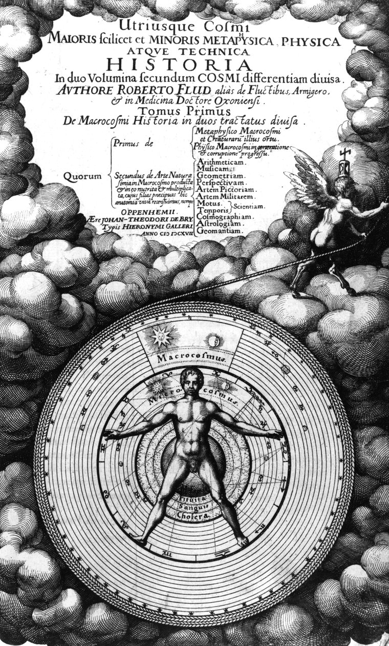 Frontispício de Utriusque Cosmi Historia por Robert Fludd, Volume I, publicado em 1617 de English School