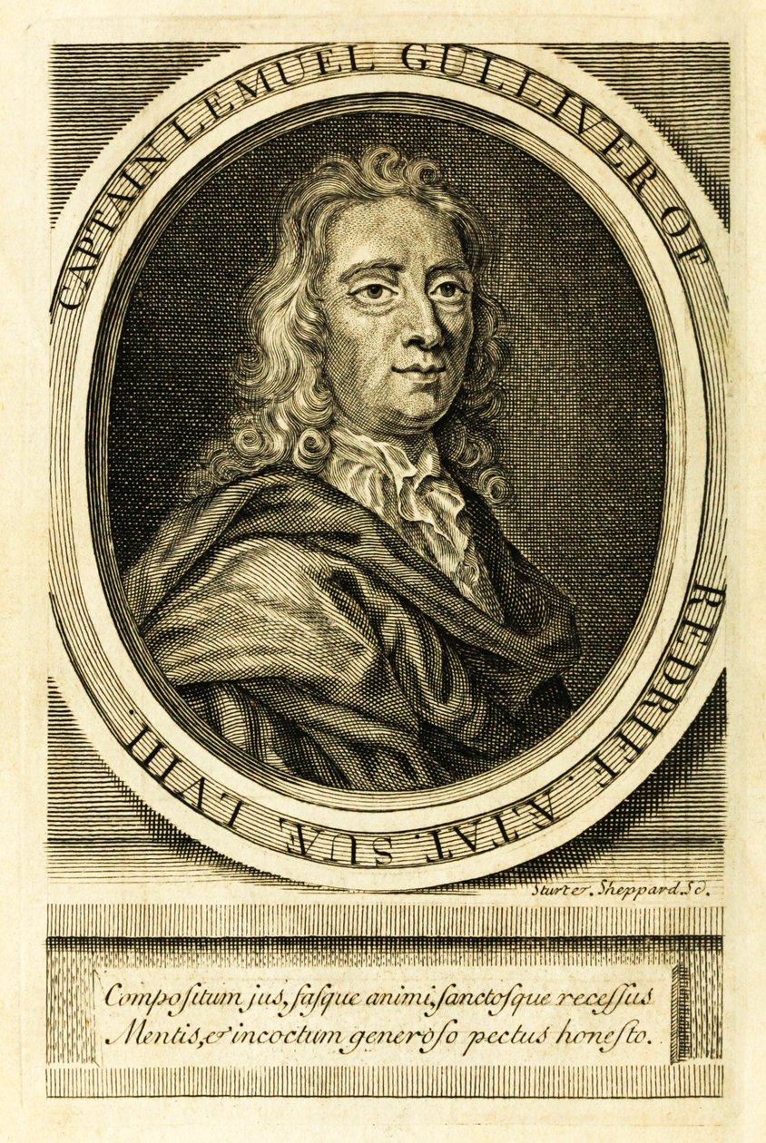 Retrato de Frontispício do Capitão Lemuel Gulliver de 