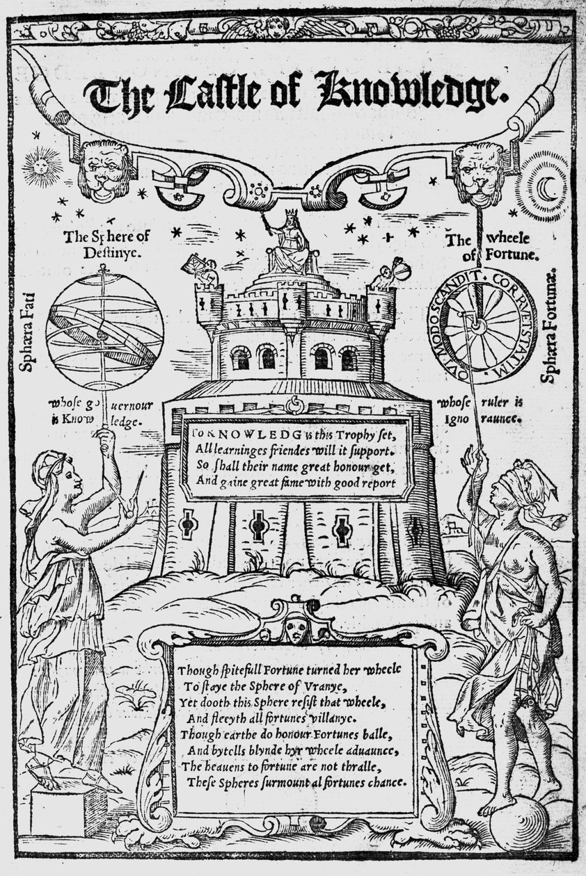 Frontispício do Castelo do Conhecimento por Robert Recorde, 1556 de English School