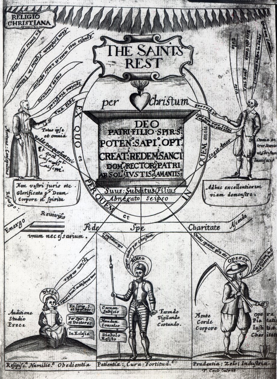 Frontispício para o descanso eterno dos santos por Richard Baxter, impresso em 1652 (impressão) de English School