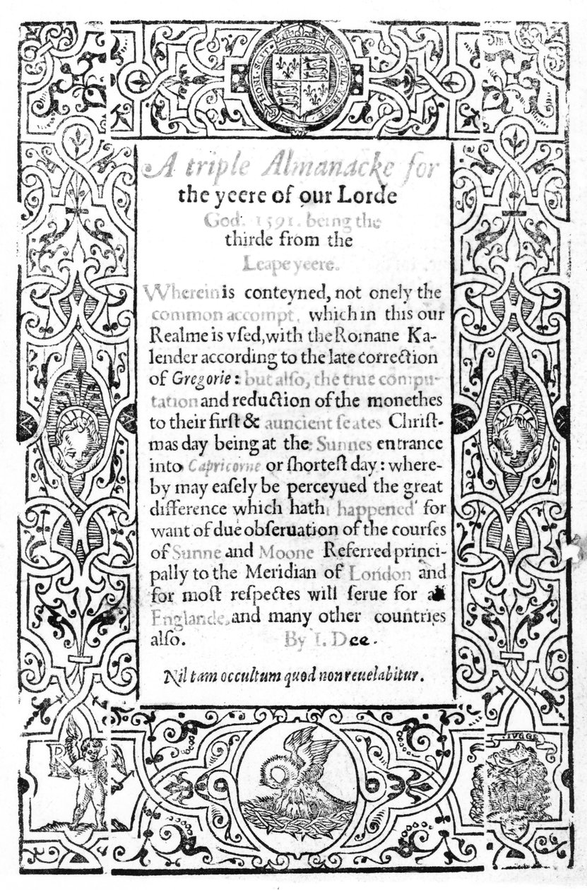 Frontispício para um calendário romano, 1591 de English School