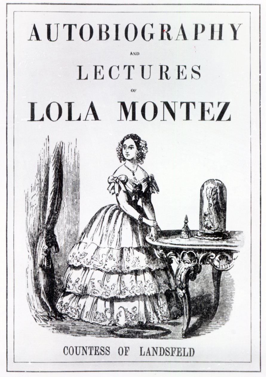 Frontispício da Autobiografia e Palestras de Lola Montez, Condessa de Landsfeld de English School