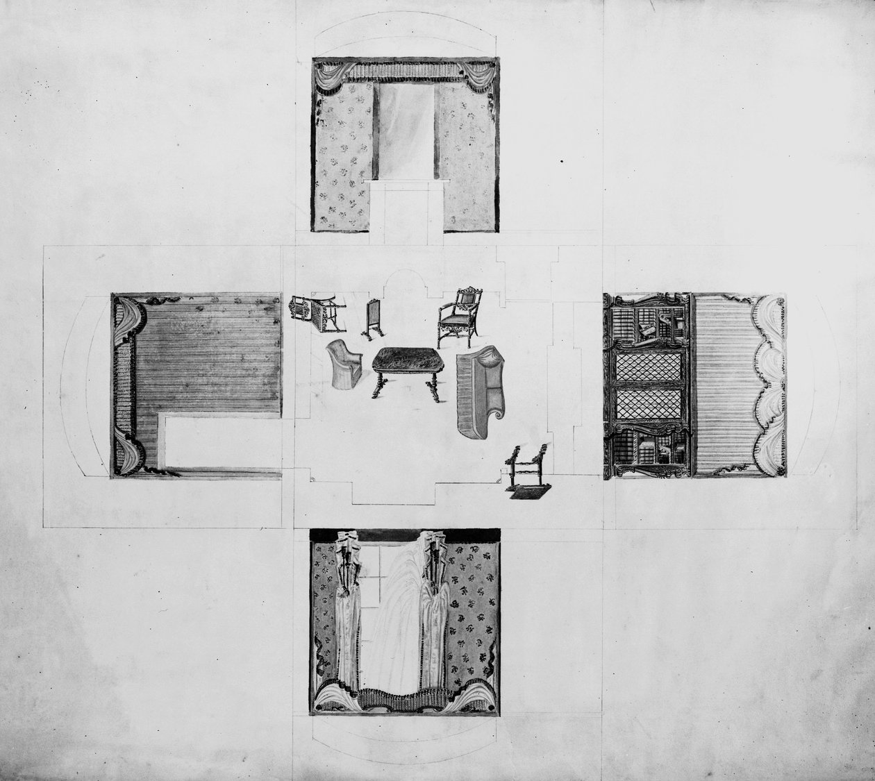 Mobiliário para uma pequena sala de estar, Gillows and Co, 1822 de English School