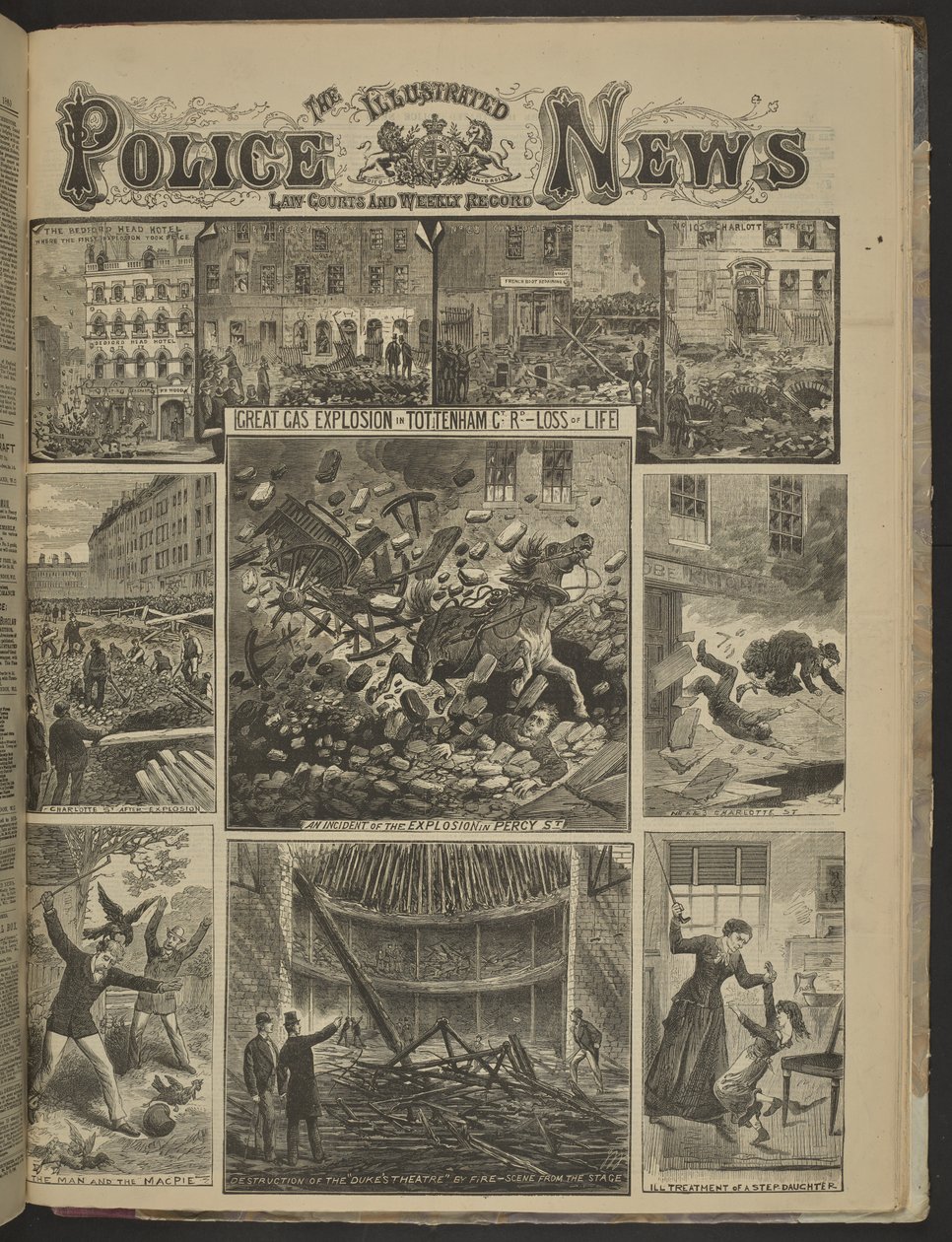 GRANDE EXPLOSÃO DE GÁS EM TOTTENHAM CT. PERDA DE VIDAS", Illustrated Police News de English School