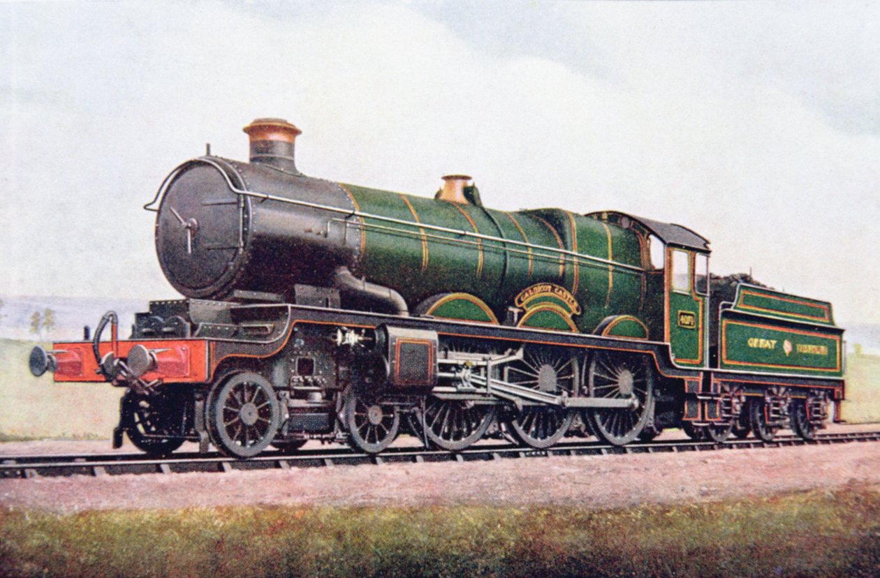 GWR Caldicot Castle, ilustração do livro da locomotiva por G. Gibbard Jackson, publicado em 1924 de English School