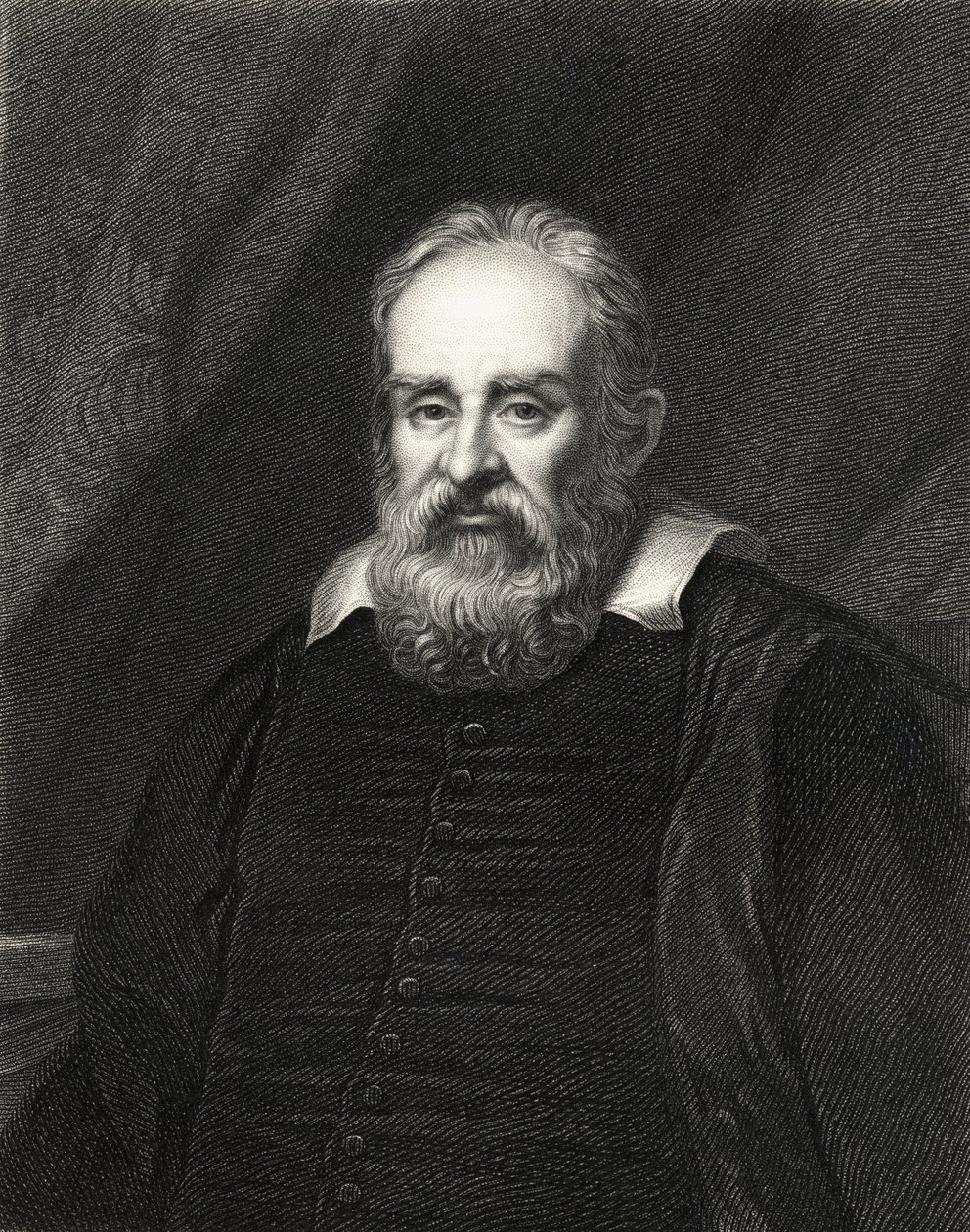 Galileo Galilei (1564-1642) da Galeria de Retratos, publicado em 1833 de English School