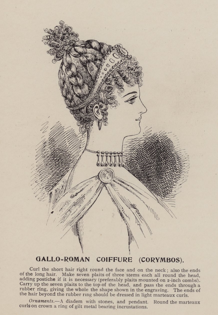 Penteado Galo-Romano, Corymbos (gravura) de English School