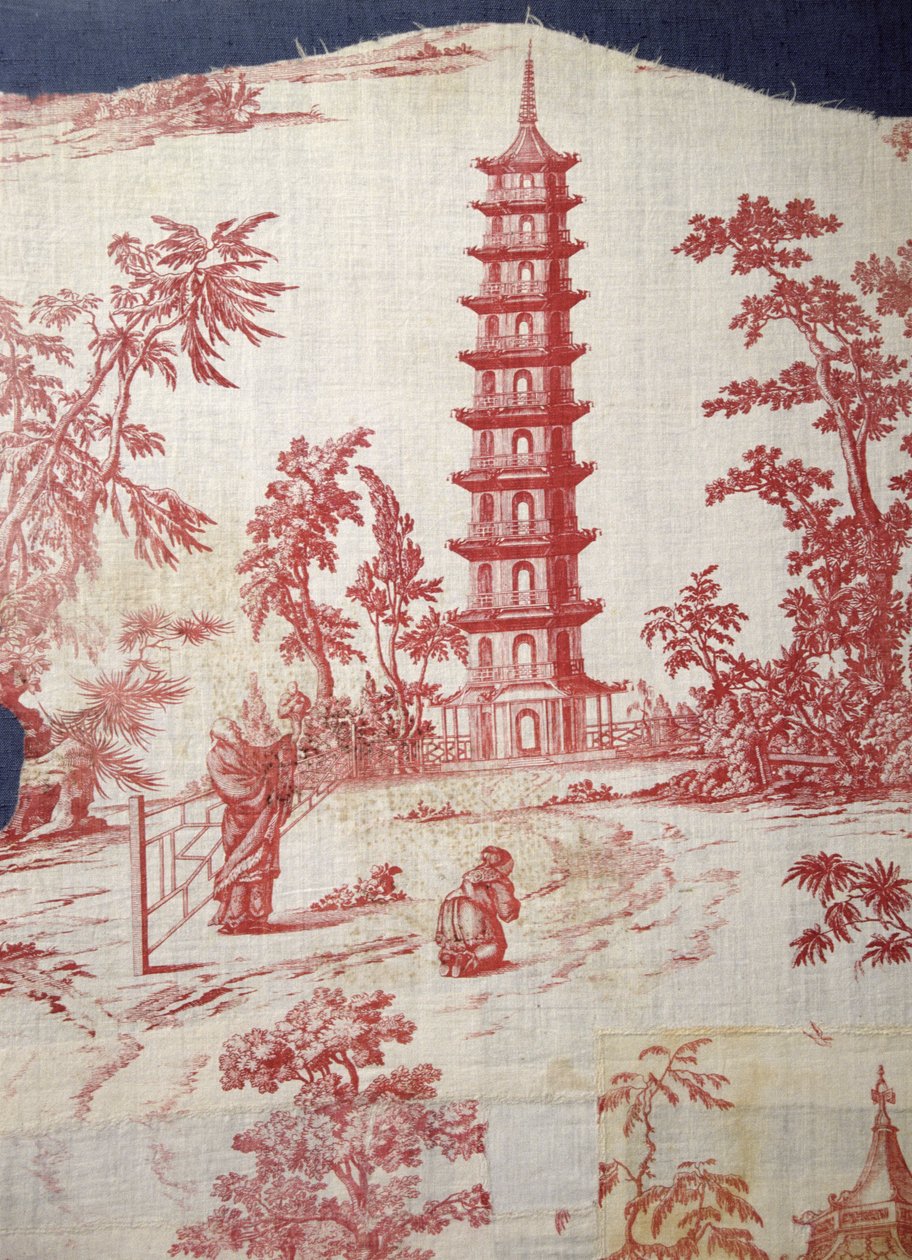 Cena de jardim incorporando um design de pagode por William Chambers (1723-96) (roupa de cama e algodão) de English School