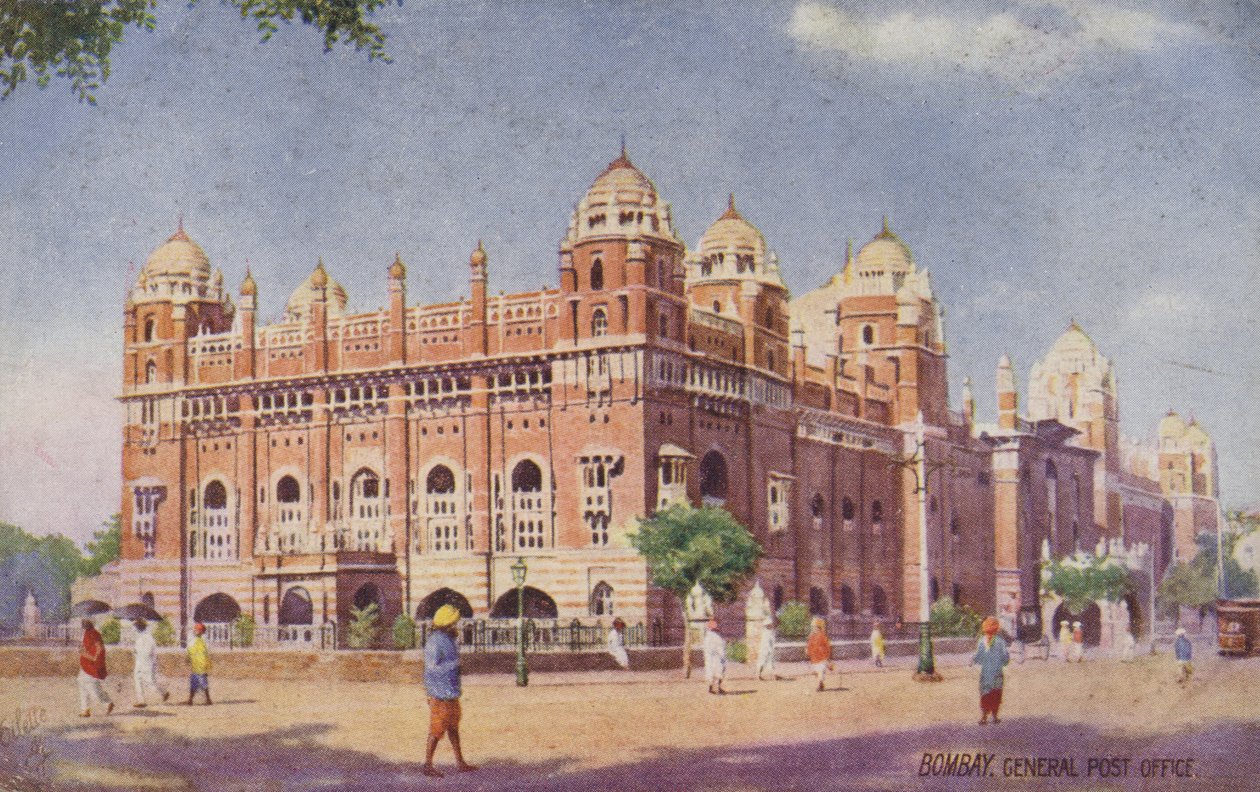 General Post Office, Bombaim (litografia a cores) de English School