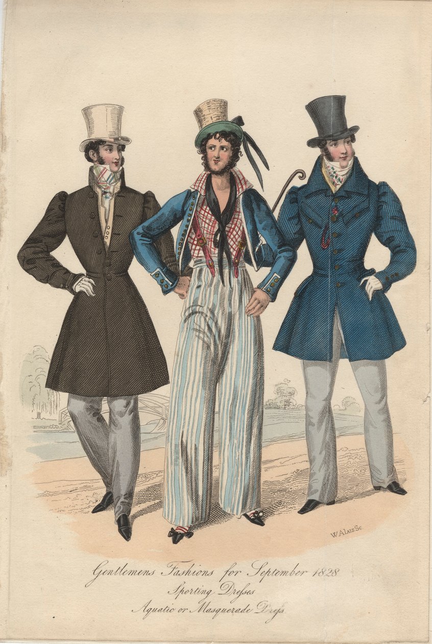 Modas de Gentleman para setembro de 1828, 1828 de English School