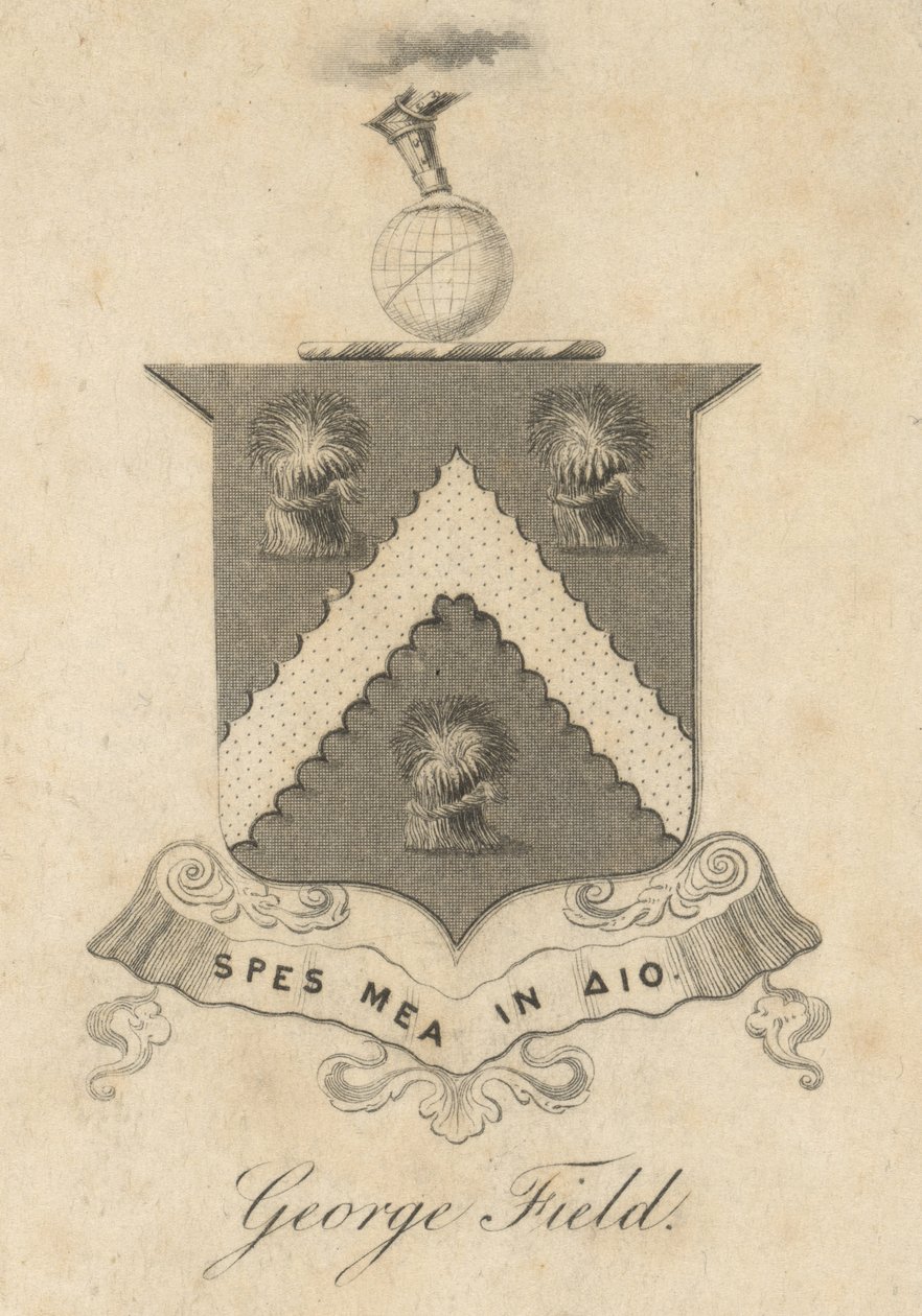 George Field, placa de livro armorial, de "Chromatics, or, An essay on the analogy and harmony of colours", de George Field de English School