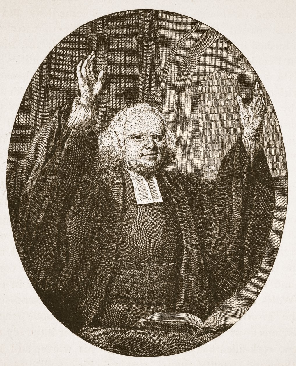George Whitefield, ilustração da igreja de Inglaterra: Uma história para os povos por HDM Spence-Jones, bar. c.1910 (foto sépia) de English School