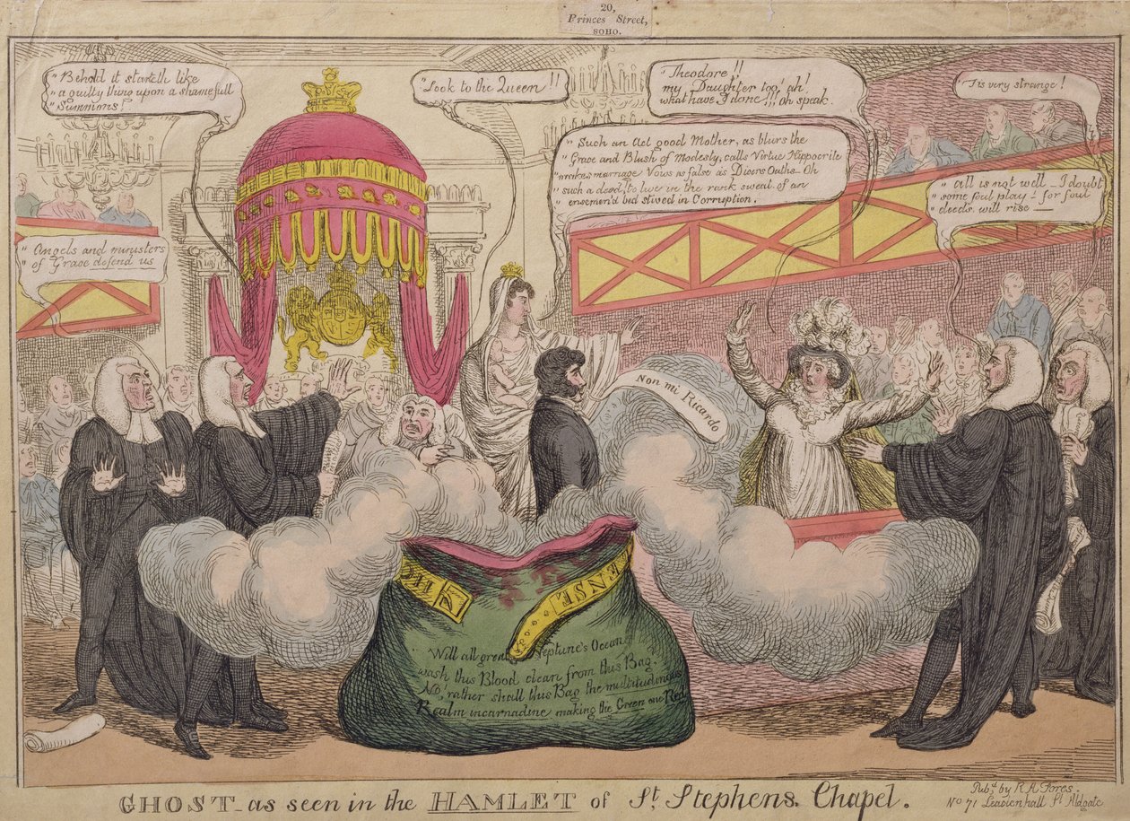 Fantasma como visto em Hamlet de St. Stephens Chapel, pub. 1820 de English School