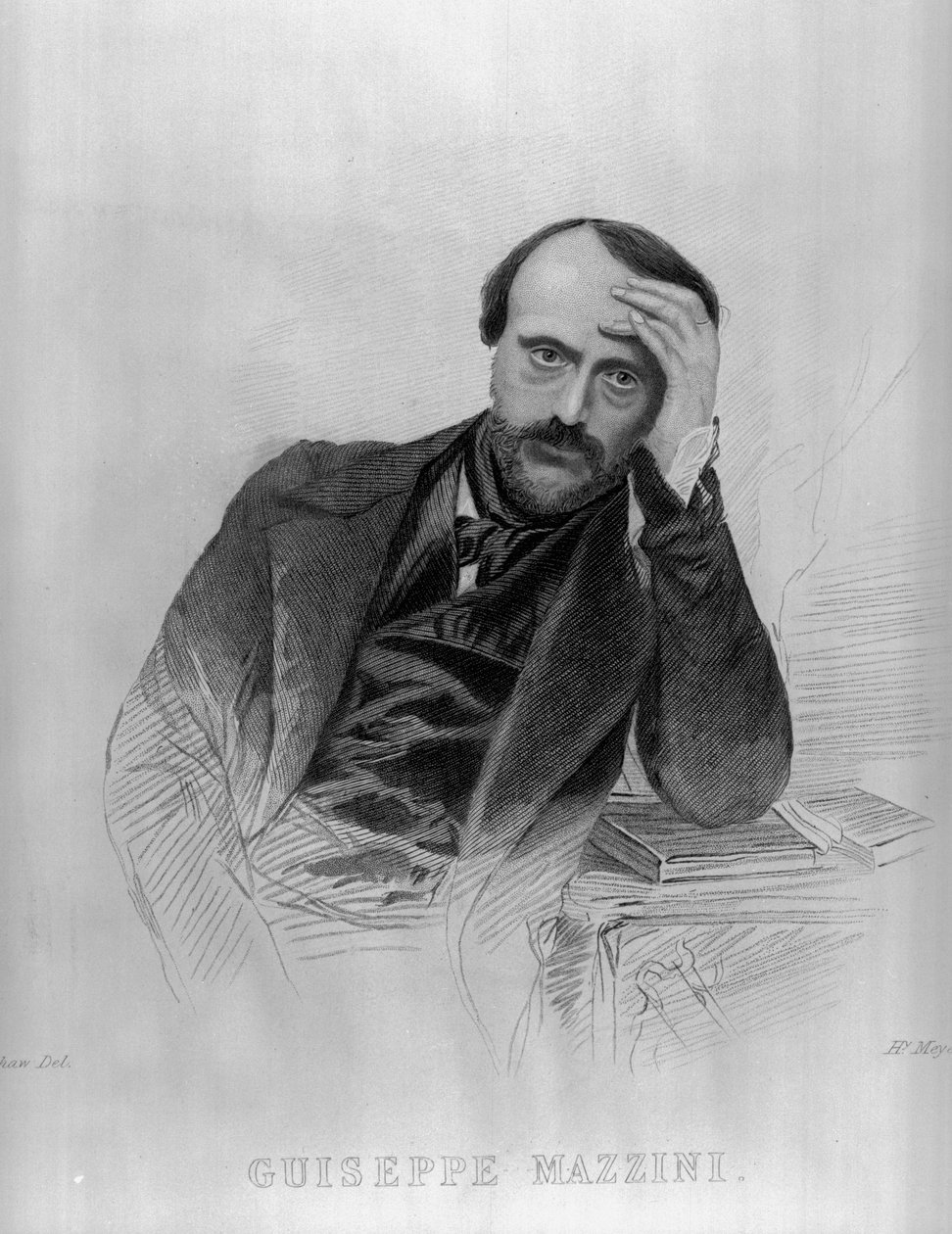 Giuseppe Mazzini, de &39;A Galeria de retratos da sala de desenho de personagens eminentes&39; (gravura) (foto bw) de English School