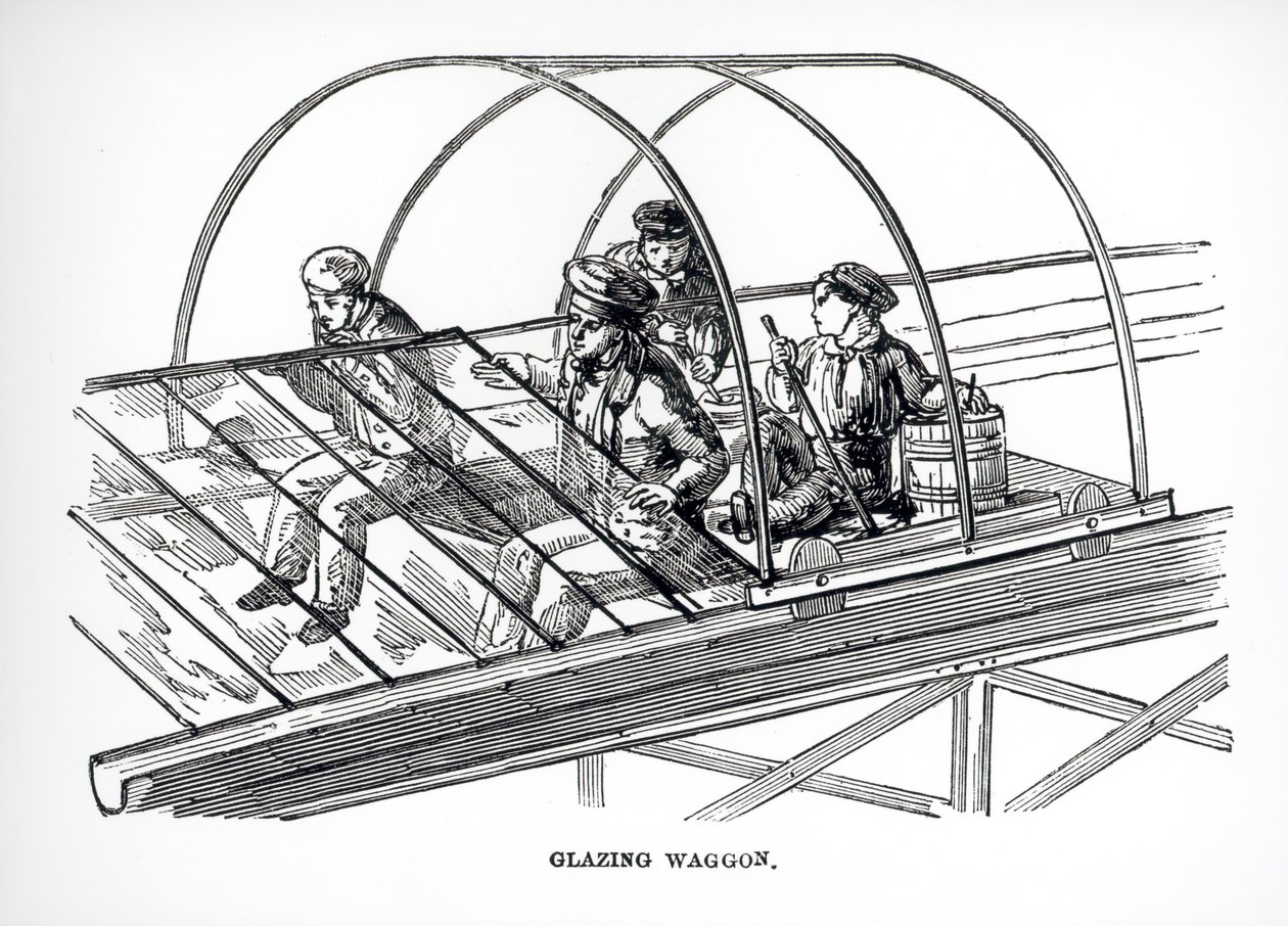 Vagão de vidros usado em Paxtons Crystal Palace, 1850 de English School