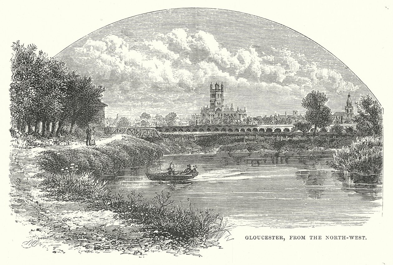 Gloucester, do noroeste (gravura) de English School