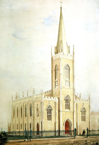 Igreja dos Comissários Góticos, aguarela de apresentação, c.1825 (aguarela sobre papel) de English School