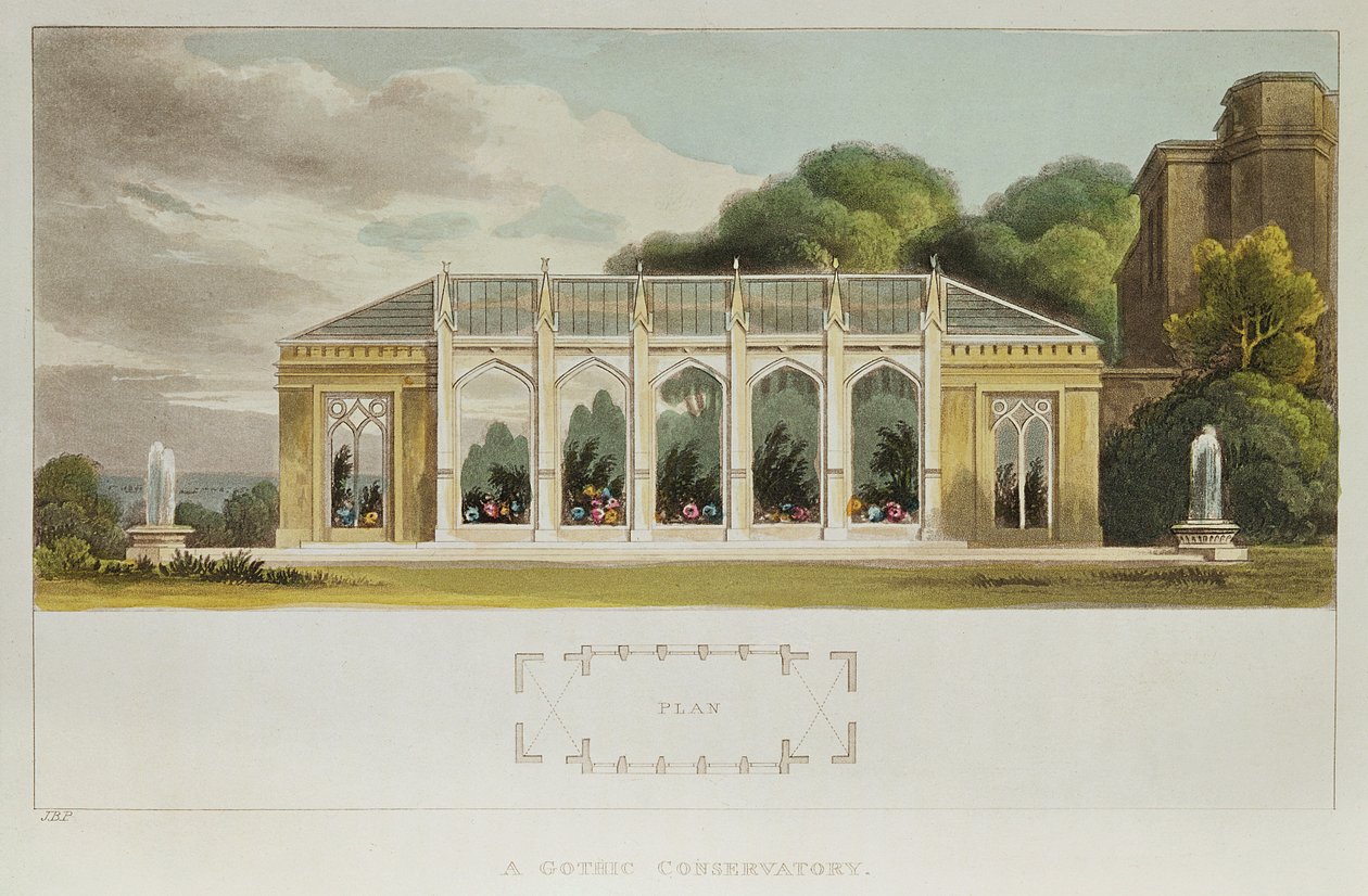 Conservatório Gótico, 1832 (gravura a cores) de English School
