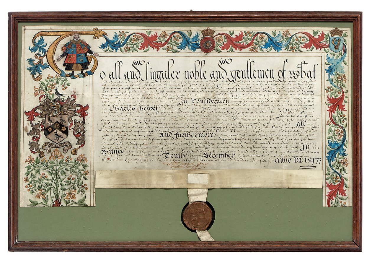 Concessão de armas a Charles Hewitt, 1597 de English School