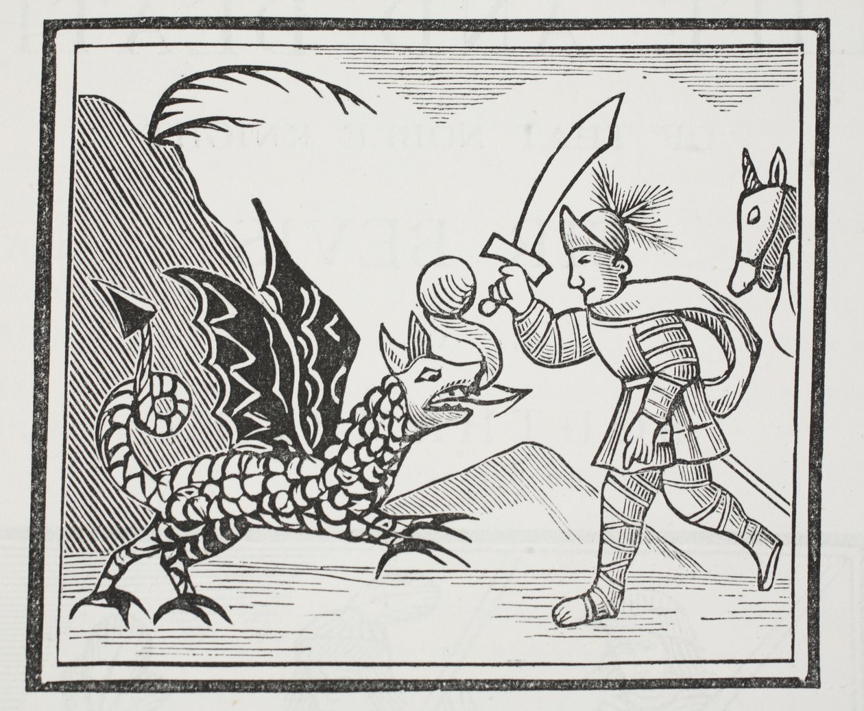 Indivíduo e o dragão de Northumbrian, ilustração dos Chapu-livros do século XVIII por John Ashton, bar. 1882 de English School