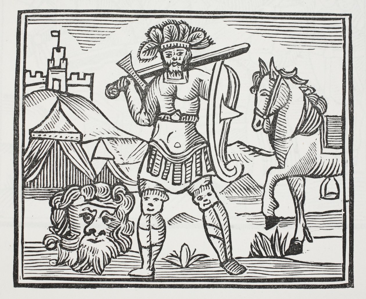 Indivíduo que matou Armarant, ilustração dos Chap-livros do século XVIII por John Ashton, bar. 1882 de English School