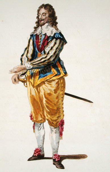 Hábito de Carlos I (1600-49) em 1630 (gravura colorida) de English School