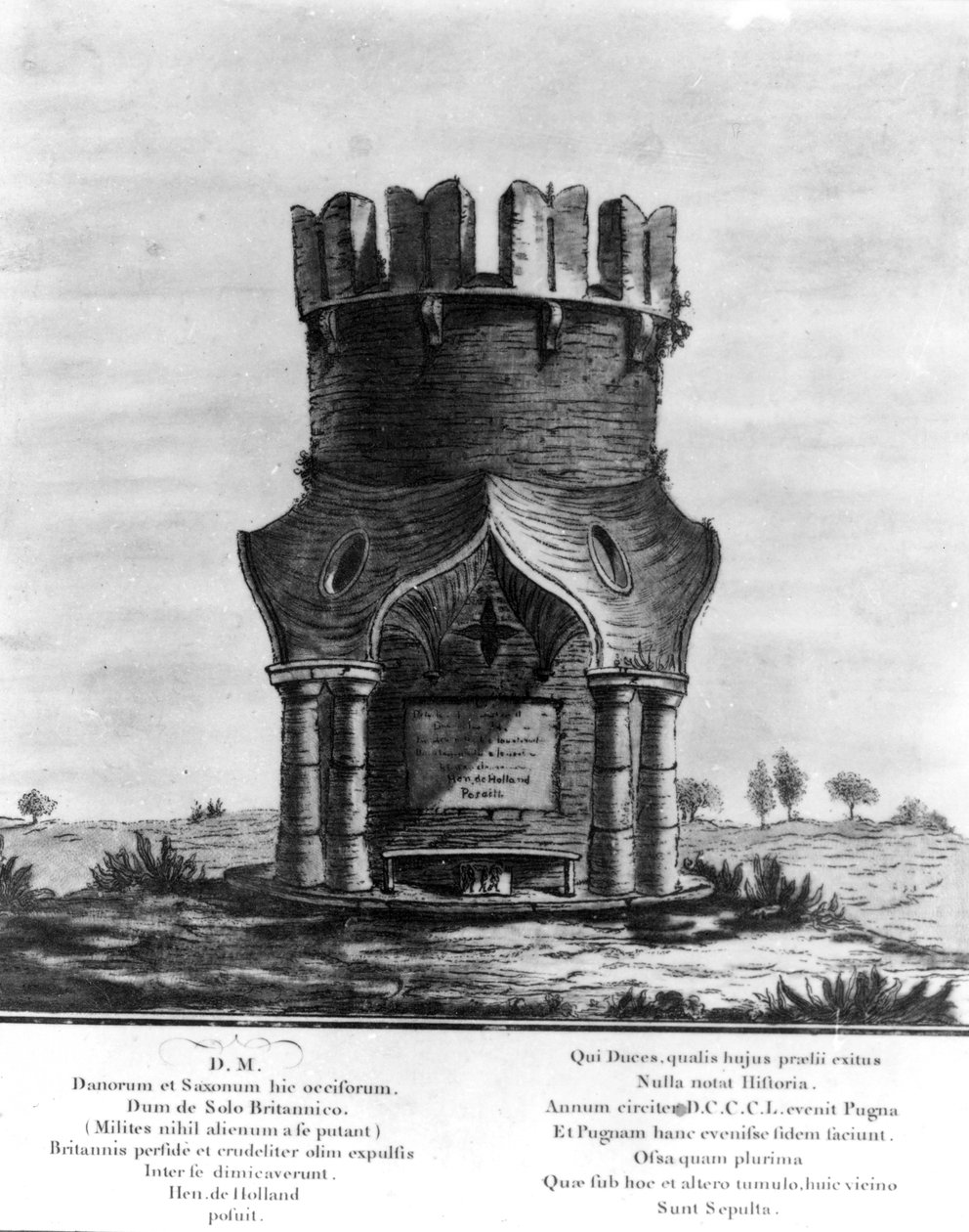 Monumento Hackendown, gravado por J. Basire, 1780 (aquatint com gravura) de English School