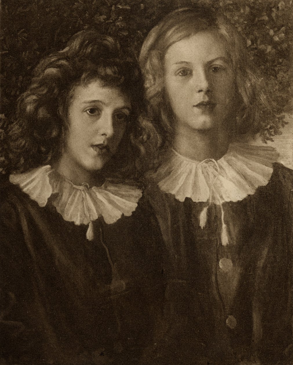 Hallam e Lionel Tennyson, filhos de Alfred Lord Tennyson (1809-92) de English School