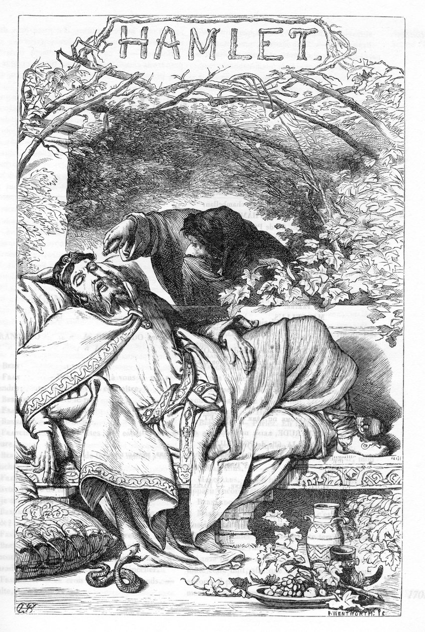 Hamlet - Ilustração em "Completes de William Shakespeare" 1866 - As ilustrações e a forma geral desta edição são emprestadas do Shakespeare ilustrado de Cassell, publicado em Londres de English School