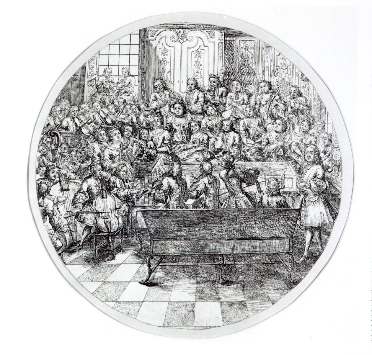 Handel conduzindo um oratório, c.1740 de English School