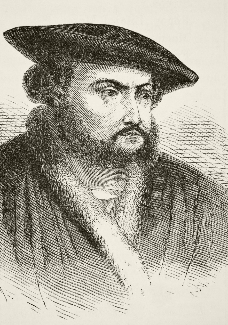 Hans Holbein, o Jovem, de "A História Nacional e Doméstica da Inglaterra", de William Hickman Smith Aubrey (1858-1916) publicou Londres, c.1890 de English School