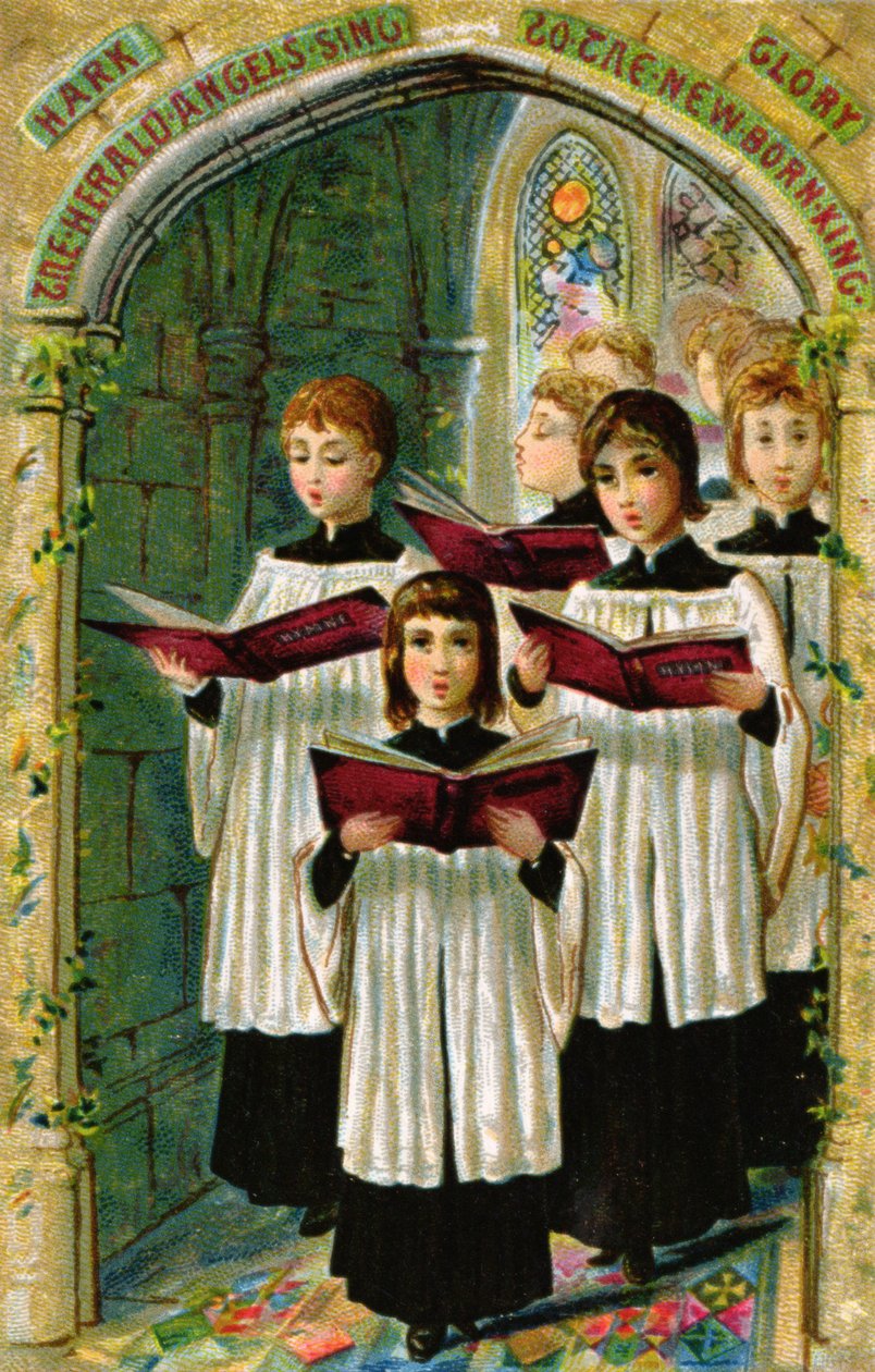 "Hark the Herald Angels Sing", postal vitoriano de English School