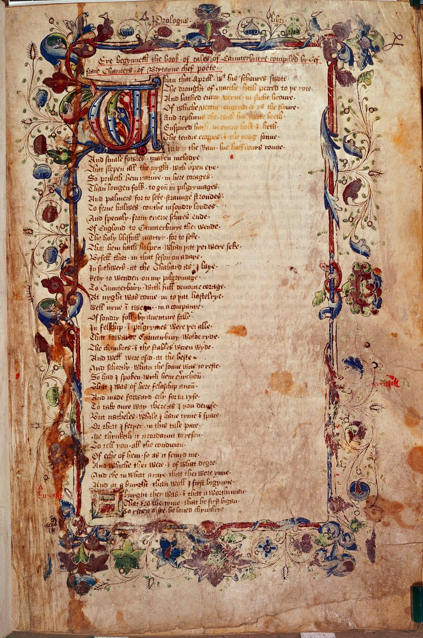 Harley 1758, fol.1, The Prologue, de 