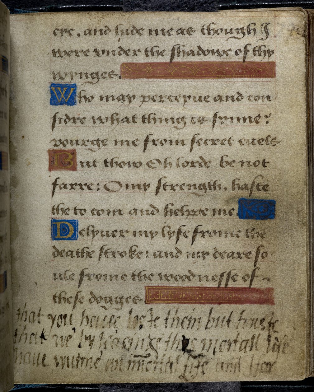 Harley 2342 f.79 Inscrição escrita, na margem, por Lady Jane Grey ao seu Pai, o Duque de Suffolk, do Livro de Orações de Lady Jane Grey (vellum) de English School