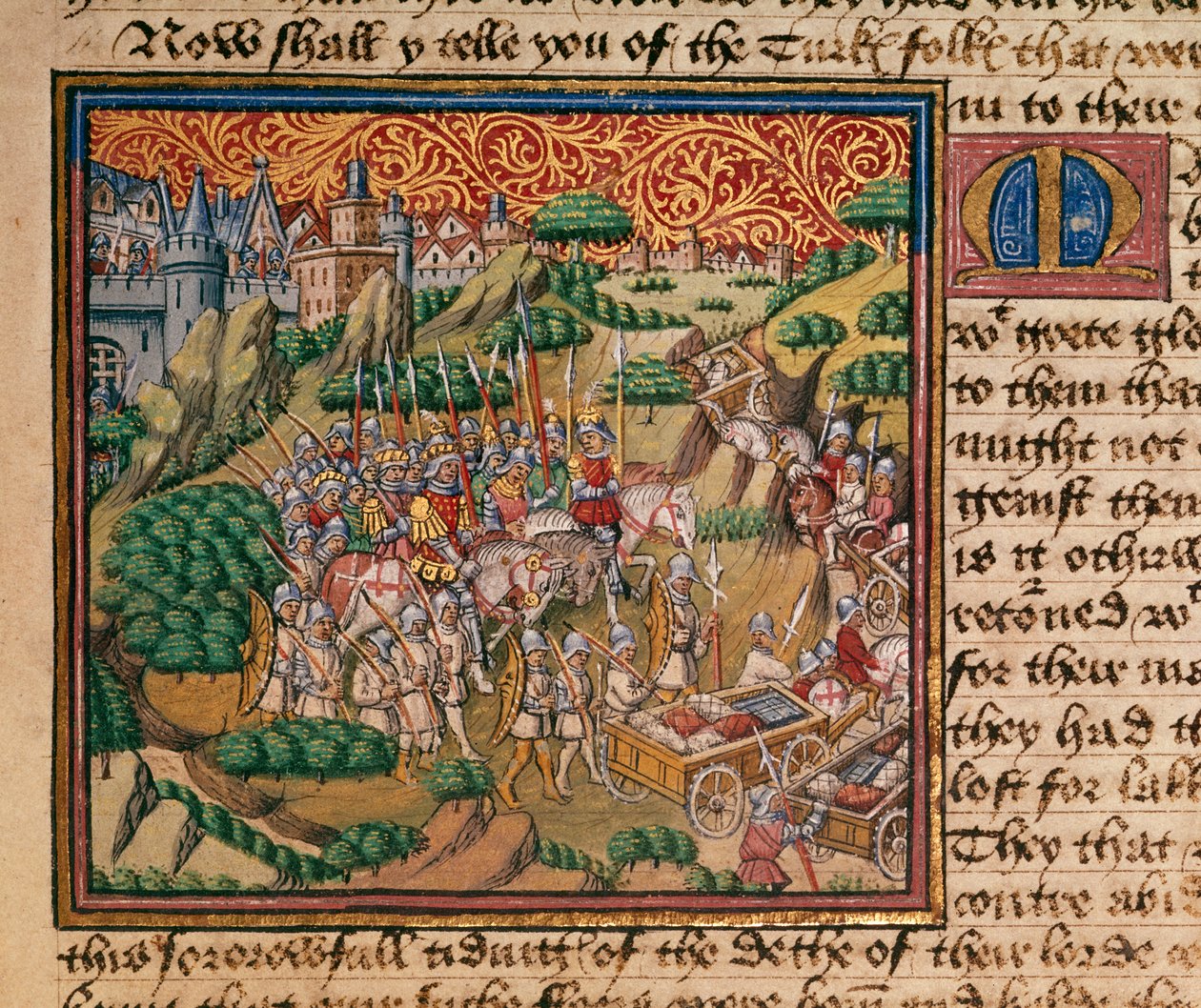 Harley 326 fol.90 The Defeat of the Turks, from 