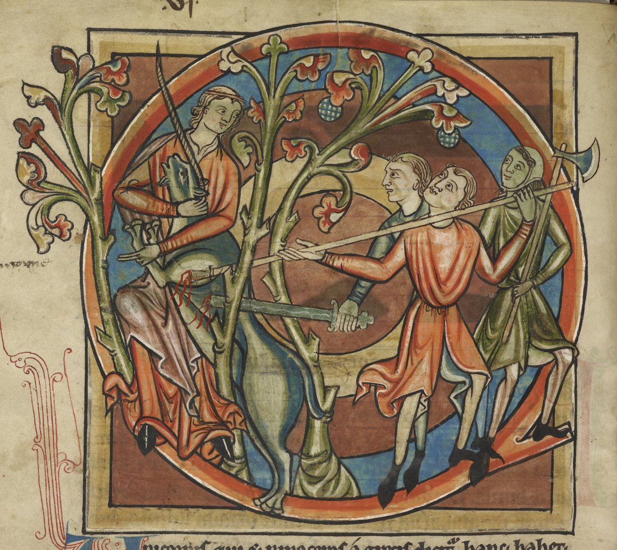 Harley 4751, f.6v Unicórnio seduzido por uma virgem, ilustração de um 