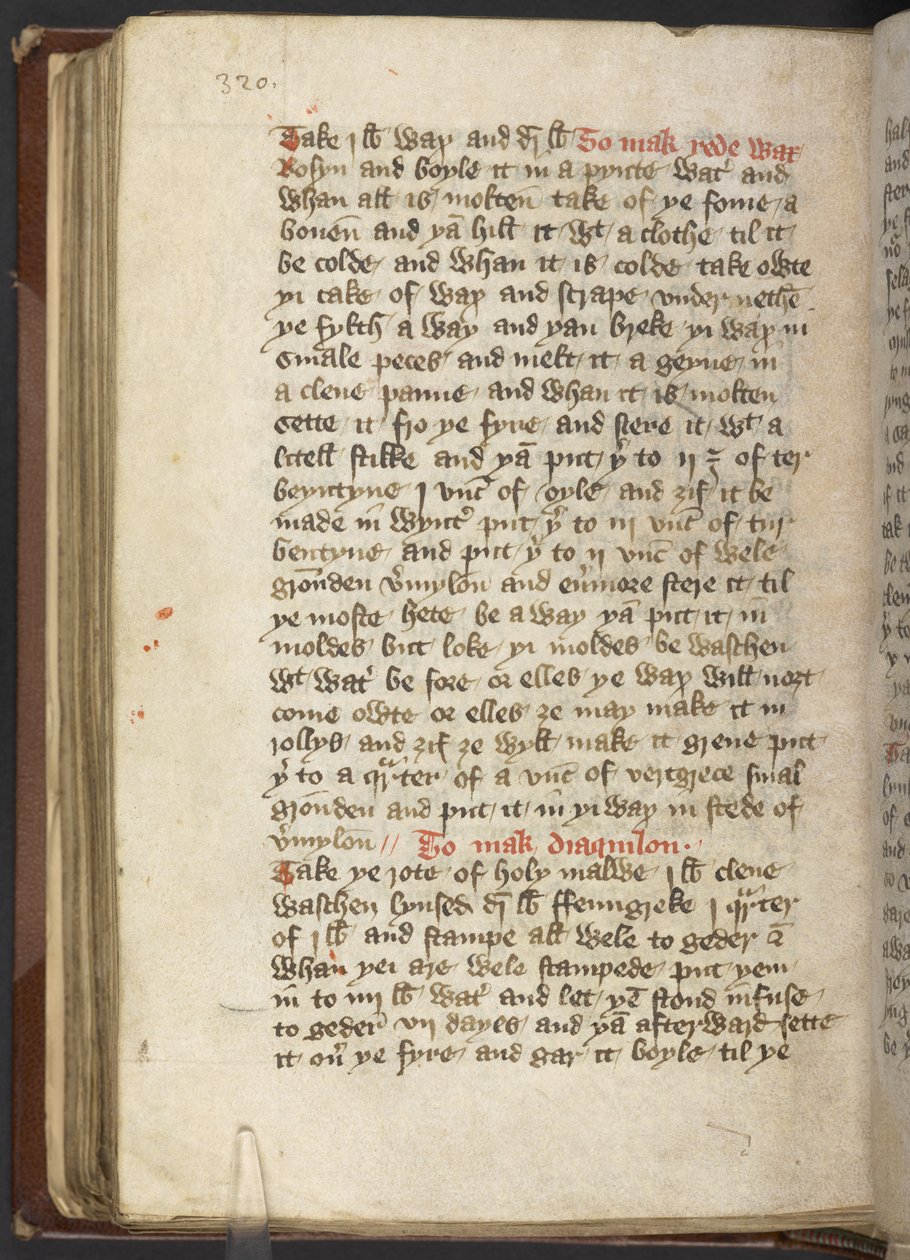 Harley MS 2378 Receitas médicas e culinárias, c.1395 (tinta em pergaminho) de English School