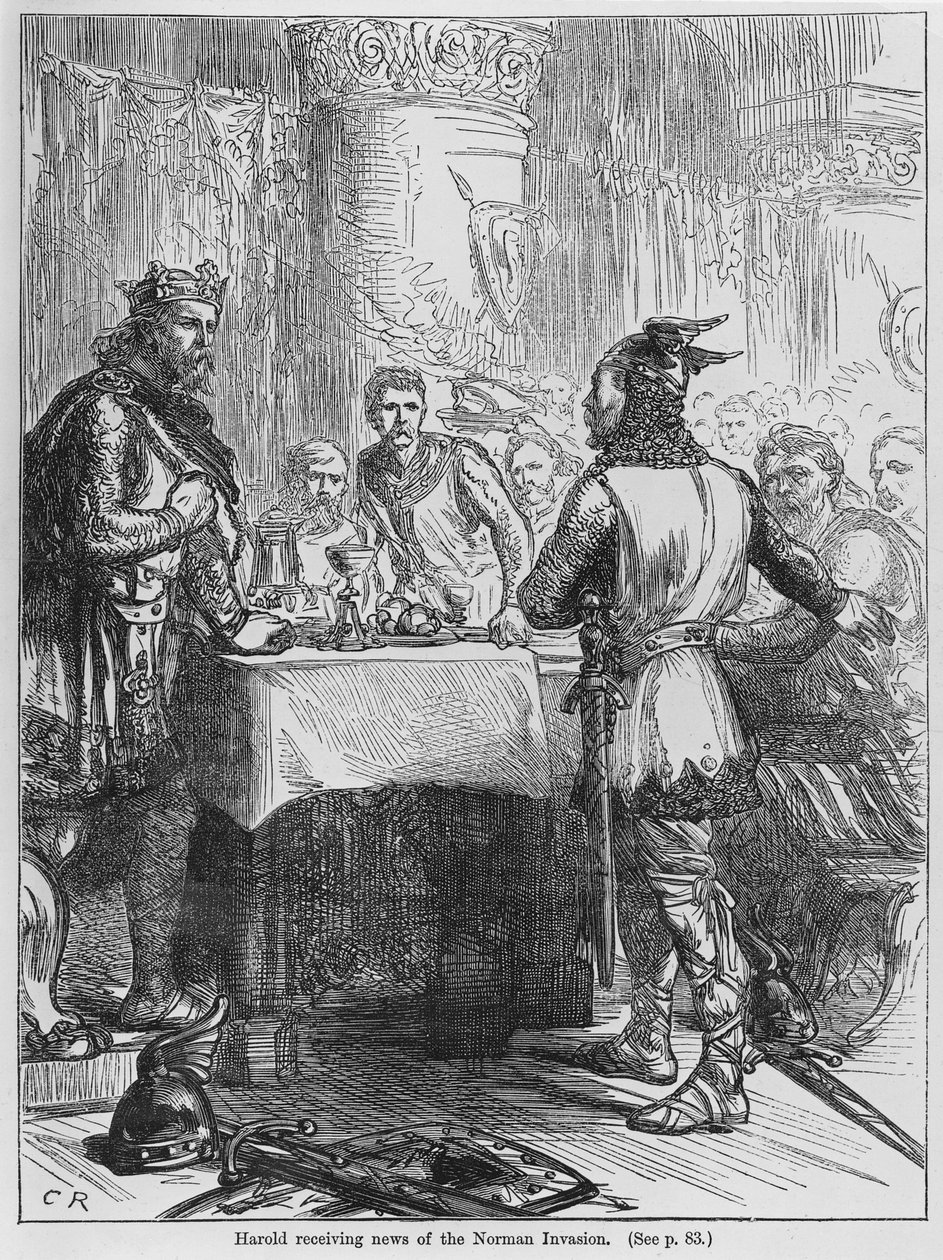 Harold Recebendo Notícias da Invasão Normanda em 1066 de English School